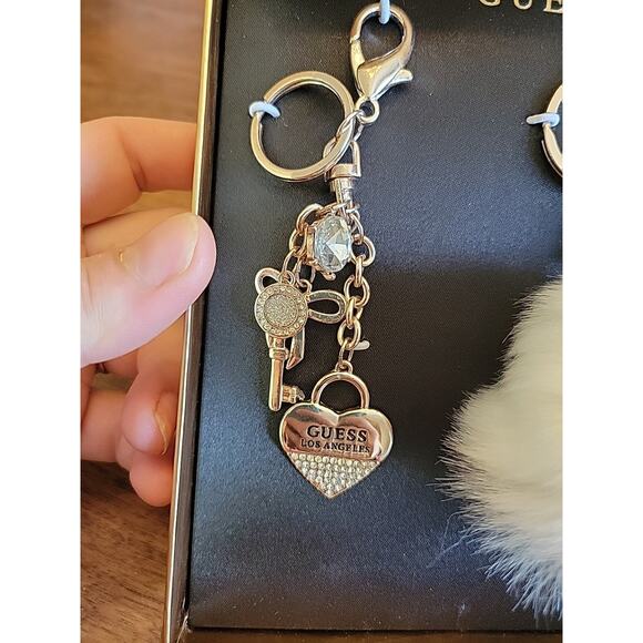 Guess White Furry Keychain Set - Picture 2 of 8